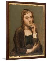 Pensive Young Brunette, C.1845-50 (Oil on Canvas)-Jean Baptiste Camille Corot-Framed Giclee Print