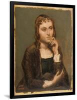 Pensive Young Brunette, C.1845-50 (Oil on Canvas)-Jean Baptiste Camille Corot-Framed Giclee Print