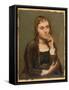 Pensive Young Brunette, C.1845-50 (Oil on Canvas)-Jean Baptiste Camille Corot-Framed Stretched Canvas