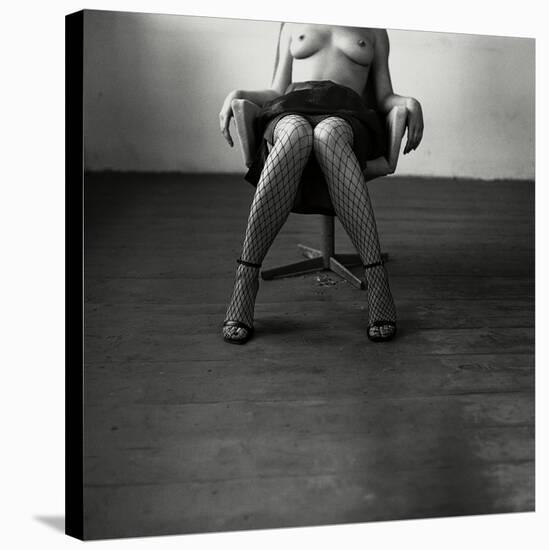 Pentacon Six Camera Shot of Topless Woman in Fishnet Stockings-Rafal Bednarz-Stretched Canvas