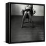 Pentacon Six Camera Shot of Topless Woman in Fishnet Stockings-Rafal Bednarz-Framed Stretched Canvas