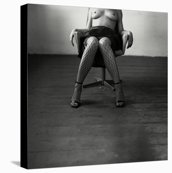 Pentacon Six Camera Shot of Topless Woman in Fishnet Stockings-Rafal Bednarz-Stretched Canvas