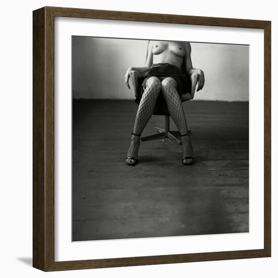 Pentacon Six Camera Shot of Topless Woman in Fishnet Stockings-Rafal Bednarz-Framed Photographic Print