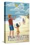 Pentwater, Michigan - Children Flying Kites-Lantern Press-Stretched Canvas