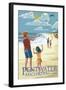 Pentwater, Michigan - Children Flying Kites-Lantern Press-Framed Art Print