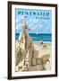 Pentwater, Michigan - Sandcastle-Lantern Press-Framed Art Print