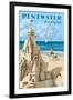 Pentwater, Michigan - Sandcastle-Lantern Press-Framed Art Print