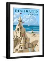 Pentwater, Michigan - Sandcastle-Lantern Press-Framed Art Print