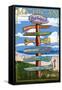 Pentwater, Michigan - Sign Destinations-Lantern Press-Framed Stretched Canvas