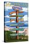 Pentwater, Michigan - Sign Destinations-Lantern Press-Stretched Canvas