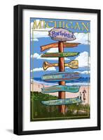 Pentwater, Michigan - Sign Destinations-Lantern Press-Framed Art Print