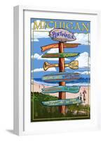 Pentwater, Michigan - Sign Destinations-Lantern Press-Framed Art Print