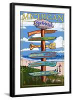 Pentwater, Michigan - Sign Destinations-Lantern Press-Framed Art Print