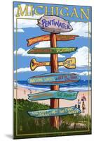 Pentwater, Michigan - Sign Destinations-Lantern Press-Mounted Art Print