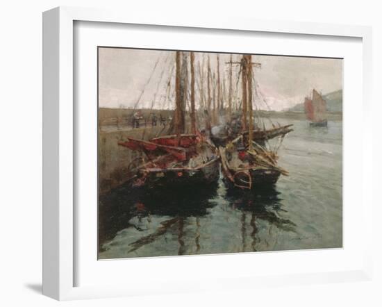 Penzance Fishing Boats in Newlyn Harbour, 1905-Harold Harvey-Framed Giclee Print