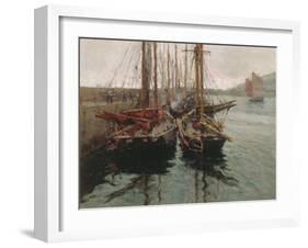 Penzance Fishing Boats in Newlyn Harbour, 1905-Harold Harvey-Framed Giclee Print