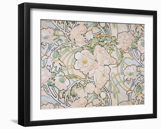 Peonies, 1897-Alphonse Mucha-Framed Giclee Print