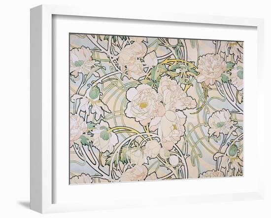 Peonies, 1897-Alphonse Mucha-Framed Giclee Print