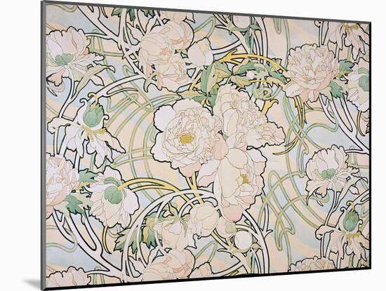 Peonies, 1897-Alphonse Mucha-Mounted Giclee Print