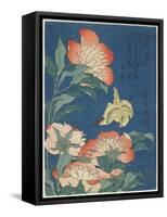 Peonies and Canary, C. 1833-Katsushika Hokusai-Framed Stretched Canvas