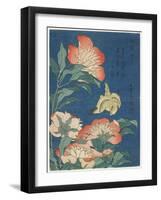 Peonies and Canary, C. 1833-Katsushika Hokusai-Framed Premium Giclee Print