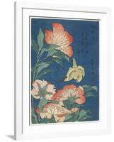Peonies and Canary, C. 1833-Katsushika Hokusai-Framed Giclee Print