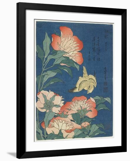 Peonies and Canary, C. 1833-Katsushika Hokusai-Framed Giclee Print