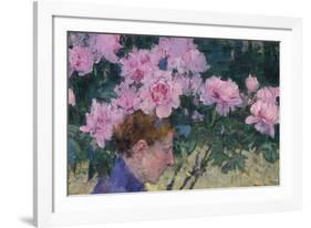 Peonies and head of a Woman-John Peter Russell-Framed Giclee Print