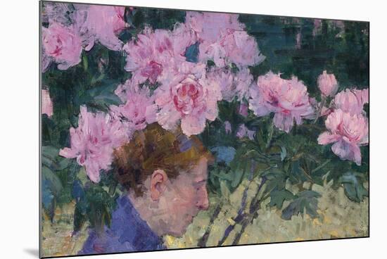 Peonies and head of a Woman-John Peter Russell-Mounted Giclee Print