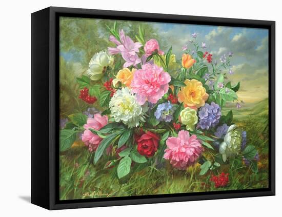 Peonies and Hydrangea-Albert Williams-Framed Stretched Canvas