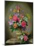 Peonies and Irises in a Ceramic Vase-Albert Williams-Mounted Giclee Print