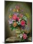 Peonies and Irises in a Ceramic Vase-Albert Williams-Mounted Giclee Print