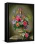 Peonies and Irises in a Ceramic Vase-Albert Williams-Framed Stretched Canvas