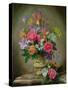 Peonies and Irises in a Ceramic Vase-Albert Williams-Stretched Canvas