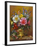 Peonies, Bluebells and Primulas-Albert Williams-Framed Giclee Print