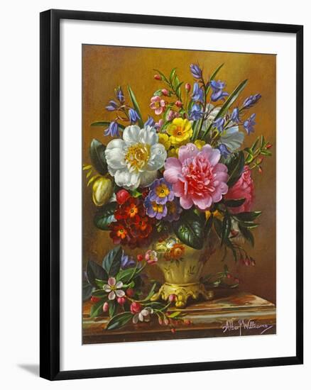 Peonies, Bluebells and Primulas-Albert Williams-Framed Giclee Print
