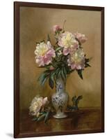 Peonies in a Blue and White Vase-Albert Williams-Framed Giclee Print