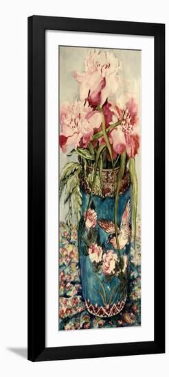 Peonies in a Cloisonne Vase-Joan Thewsey-Framed Giclee Print