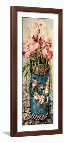 Peonies in a Cloisonne Vase-Joan Thewsey-Framed Giclee Print