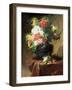 Peonies in a Vase on a Draped Table. 1895-Georges Jeannin-Framed Giclee Print