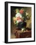 Peonies in a Vase on a Draped Table. 1895-Georges Jeannin-Framed Giclee Print