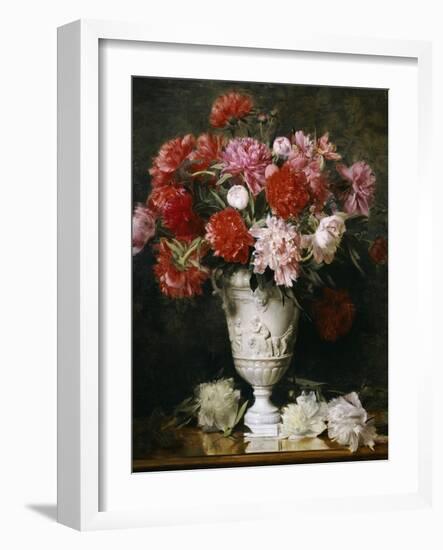 Peonies in a Vase on a Table-Gabriel Schachinger-Framed Giclee Print