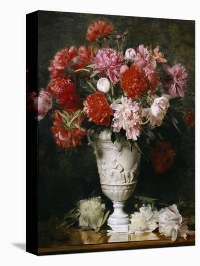 Peonies in a Vase on a Table-Gabriel Schachinger-Stretched Canvas