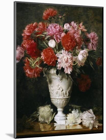Peonies in a Vase on a Table-Gabriel Schachinger-Mounted Giclee Print