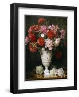 Peonies in a Vase on a Table-Gabriel Schachinger-Framed Premium Giclee Print