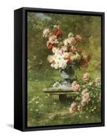Peonies in an Urn in a Garden-Louis Lemaire-Framed Stretched Canvas