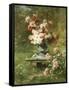 Peonies in an Urn in a Garden-Louis Lemaire-Framed Stretched Canvas