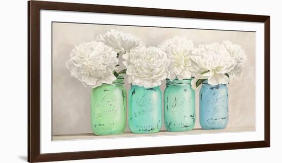 Peonies in Mason Jars (detail)-Jenny Thomlinson-Framed Giclee Print