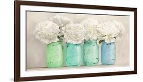 Peonies in Mason Jars (detail)-Jenny Thomlinson-Framed Giclee Print