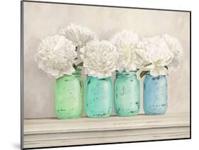 Peonies in Mason Jars-Jenny Thomlinson-Mounted Giclee Print